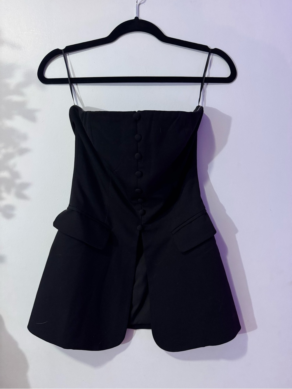 Fore Black Strapless Tailored Shorts Romper LIKE NEW
